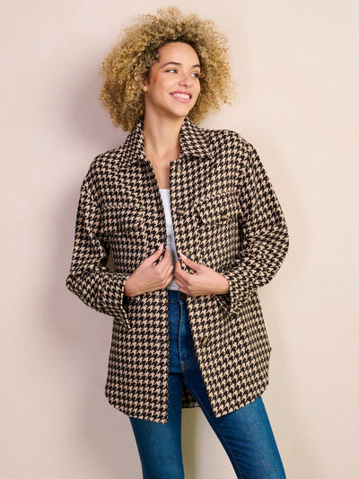 WOMEN'S LONG SLEEVE BUTTON UP POCKETS CHECKERS PRINT JACKET