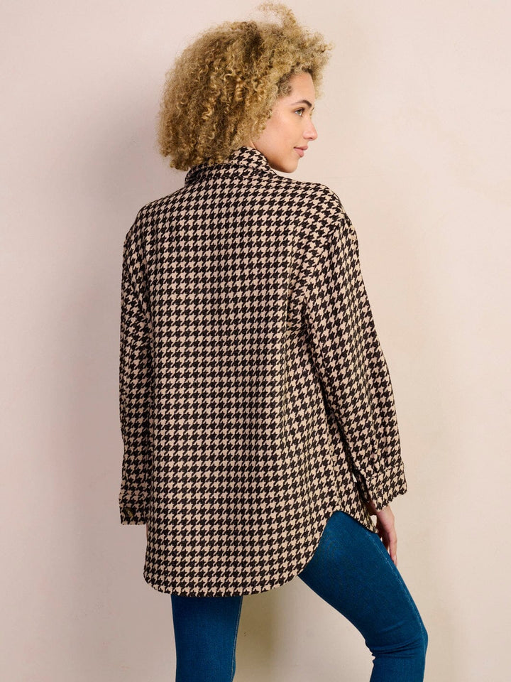 WOMEN'S LONG SLEEVE BUTTON UP POCKETS CHECKERS PRINT JACKET