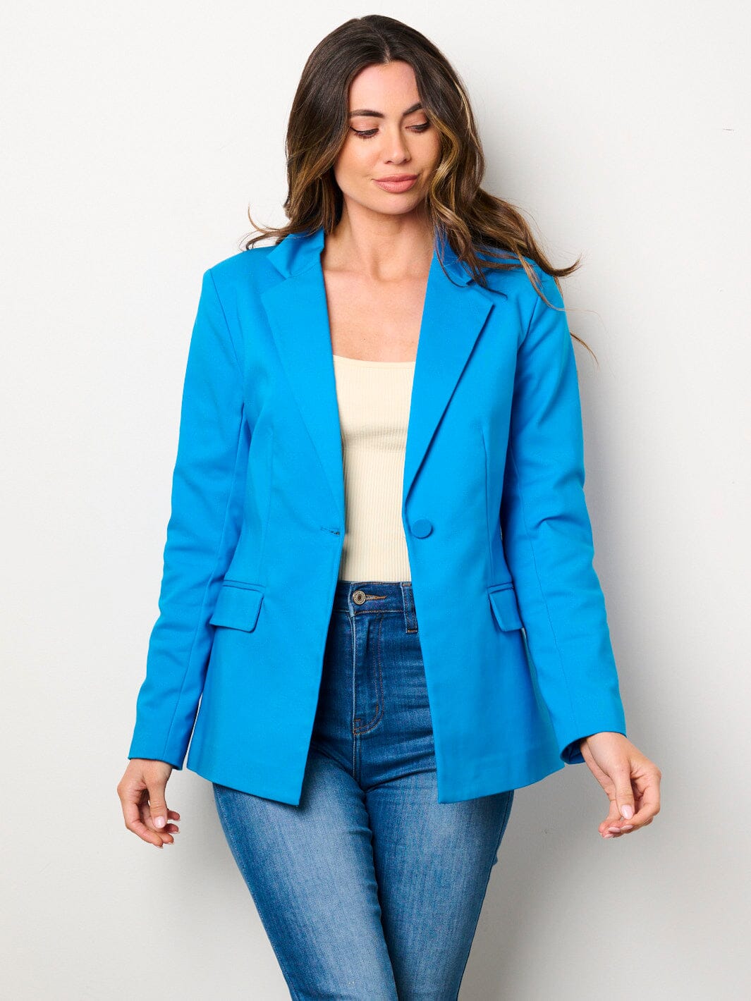 WOMEN'S LONG SLEEVES BUTTON CLOSURE POCKETS BLAZER