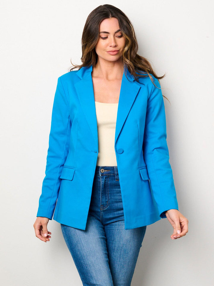 WOMEN'S LONG SLEEVES BUTTON CLOSURE POCKETS BLAZER