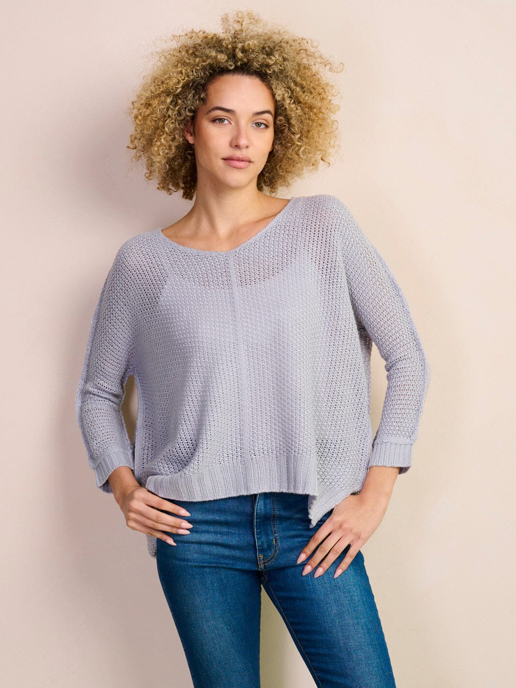 WOMEN'S LONG SLEEVE LOOSE FIT KNIT BLOUSE TOP