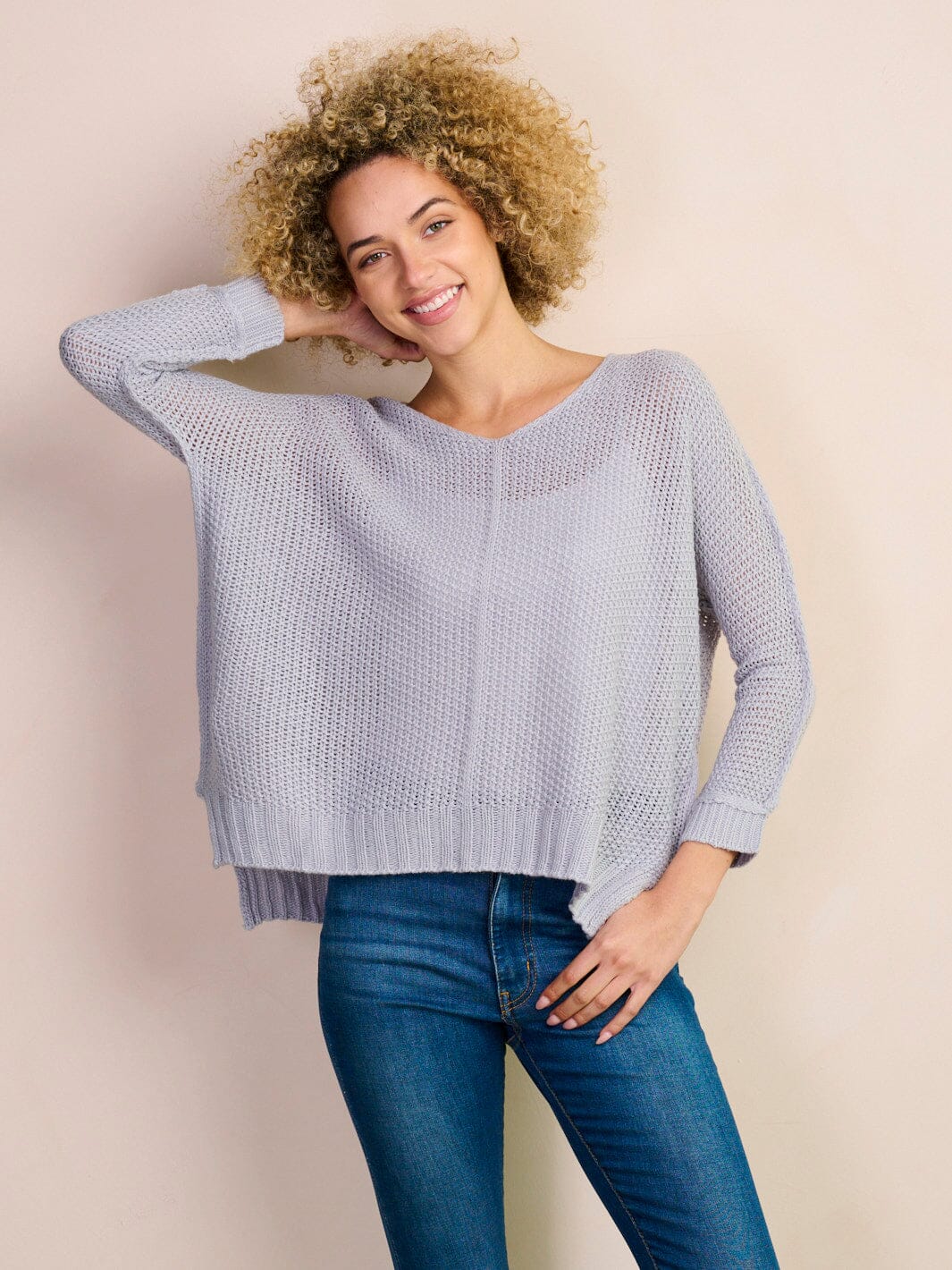 WOMEN'S LONG SLEEVE LOOSE FIT KNIT BLOUSE TOP