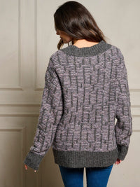 WOMEN'S LONG SLEEVE V-NECK MULTI PULLOVER SWEATER