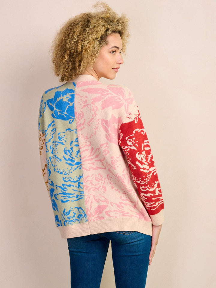 WOMEN'S LONG SLEEVE BUTTON UP FRONT POCKETS PRINTED CARDIGAN