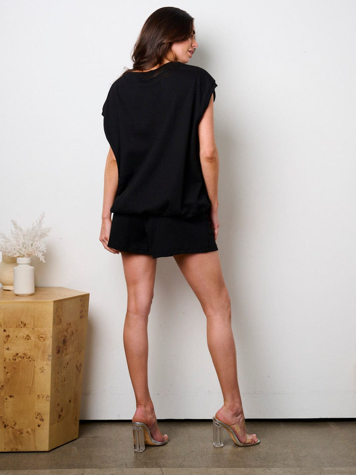 WOMEN'S SHORT SLEEVE TOP & ELASTIC WAIST SHORTS 2PCS SET