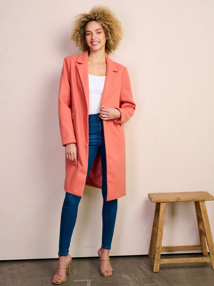 WOMEN'S LONG SLEEVE BUTTON CLOSURE POCKETS COAT