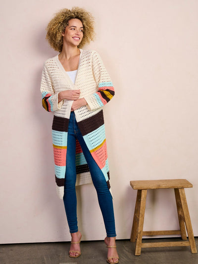 WOMEN'S LONG SLEEVE OPEN FRONT COLORBLOCK KNITTED CARDIGAN
