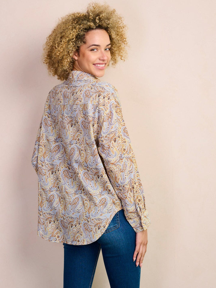 WOMEN'S LONG SLEEVE BUTTON UP PAISLEY PRINT BLOUSE TOP