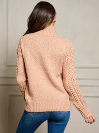 WOMEN'S LONG SLEEVE MOCK NECK DETAILED PULLOVER SWEATER
