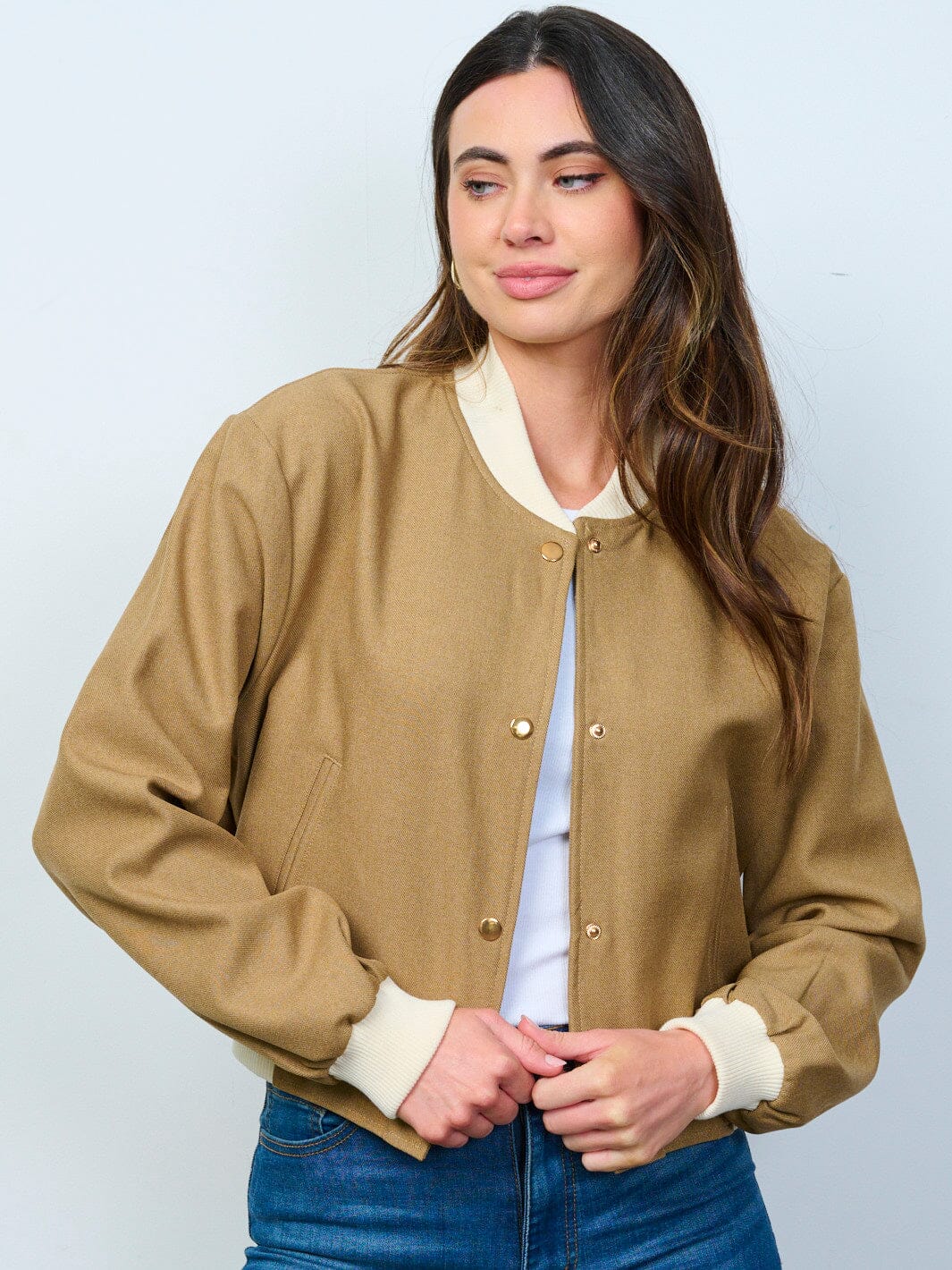 WOMEN'S LONG SLEEVE BUTTON CLOSURE POCKETS JACKET