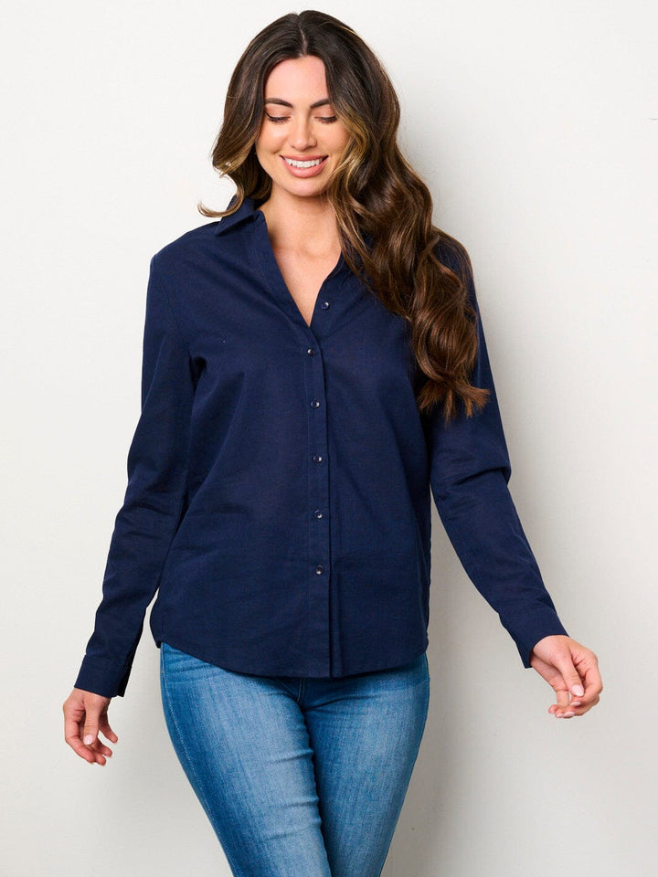 WOMEN'S LONG SLEEVE BUTTON UP BLOUSE TOP