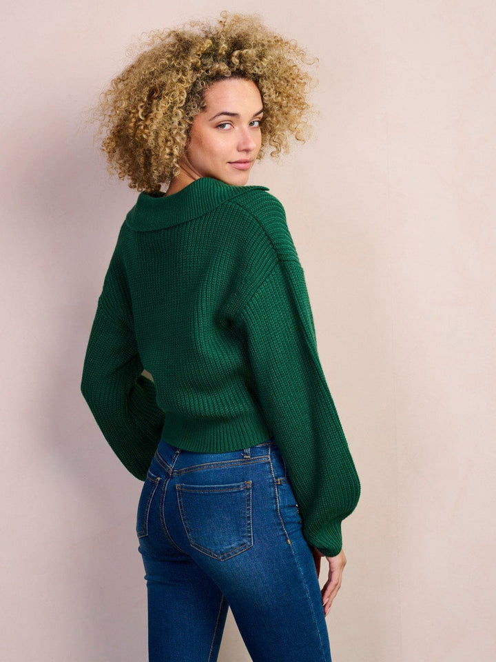 WOMEN'S LONG PUFF SLEEVE V-NECK SWEATER TOP