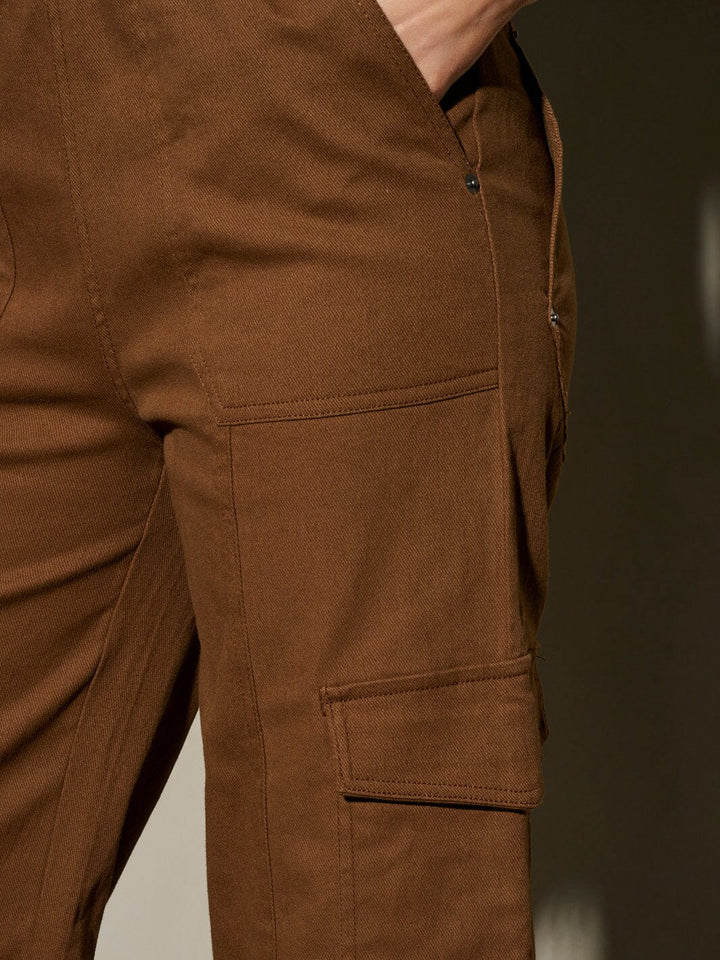 WOMEN'S ELASTIC WAIST CARGO POCKETS WIDE LEG PANTS