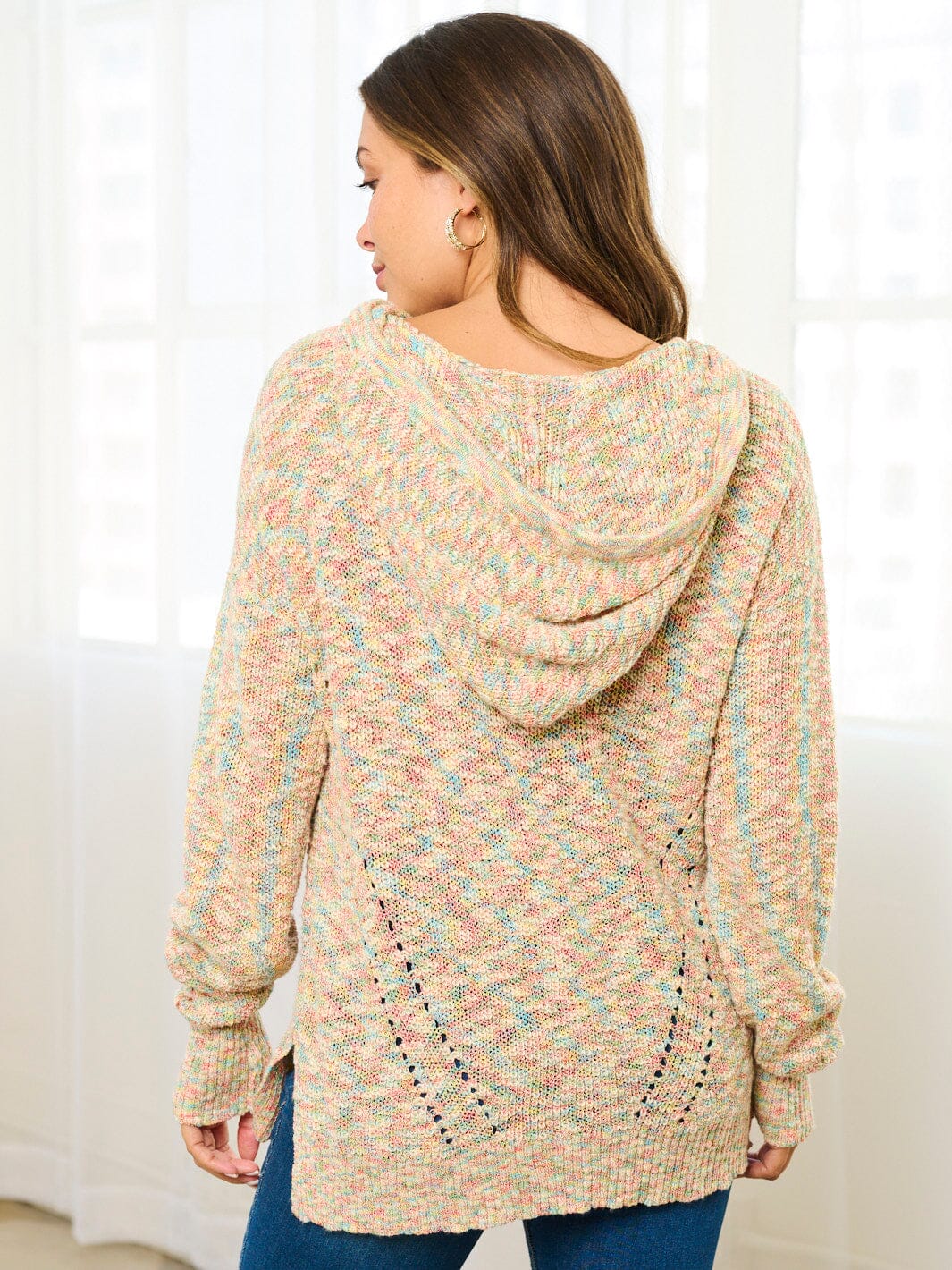WOMEN'S LONG SLEEVE MULTI COLORS HOODED PULLOVER TOP