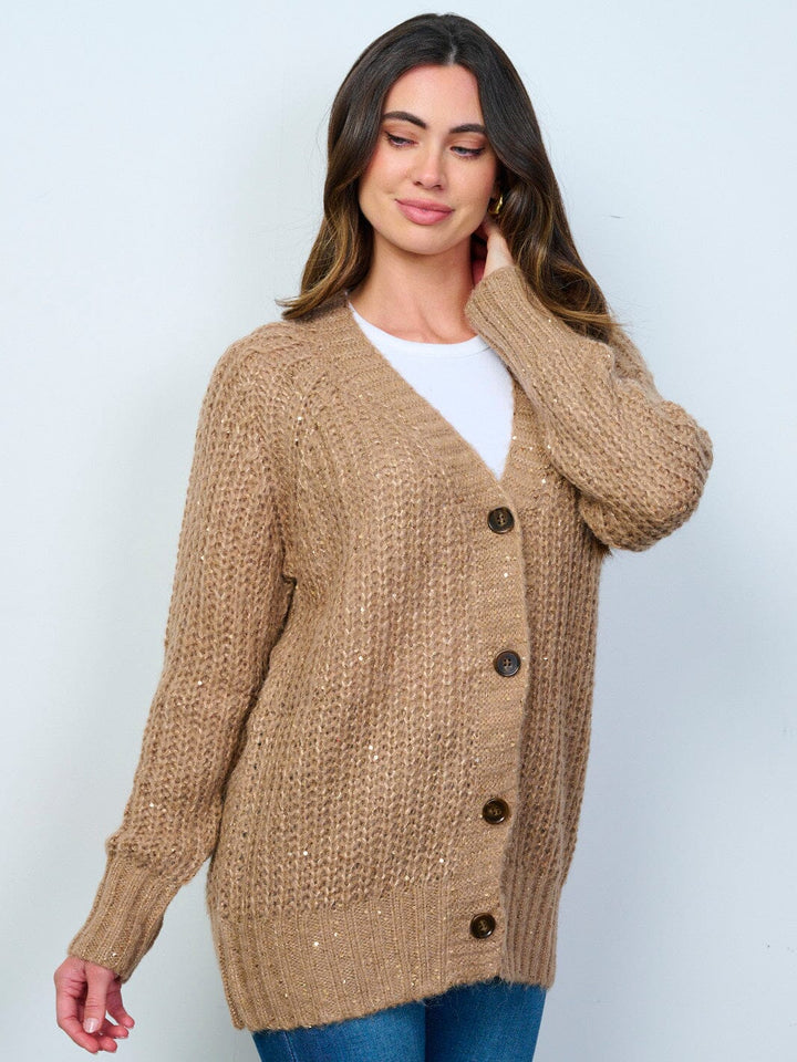 WOMEN'S LONG SLEEVES BUTTON UP KNIT CARDIGAN