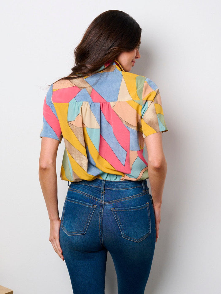 WOMEN'S SHORT SLEEVE SURPLICE MULTI COLORS BODYSUIT