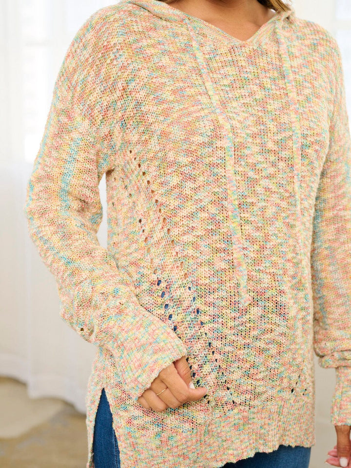 WOMEN'S LONG SLEEVE MULTI COLORS HOODED PULLOVER TOP