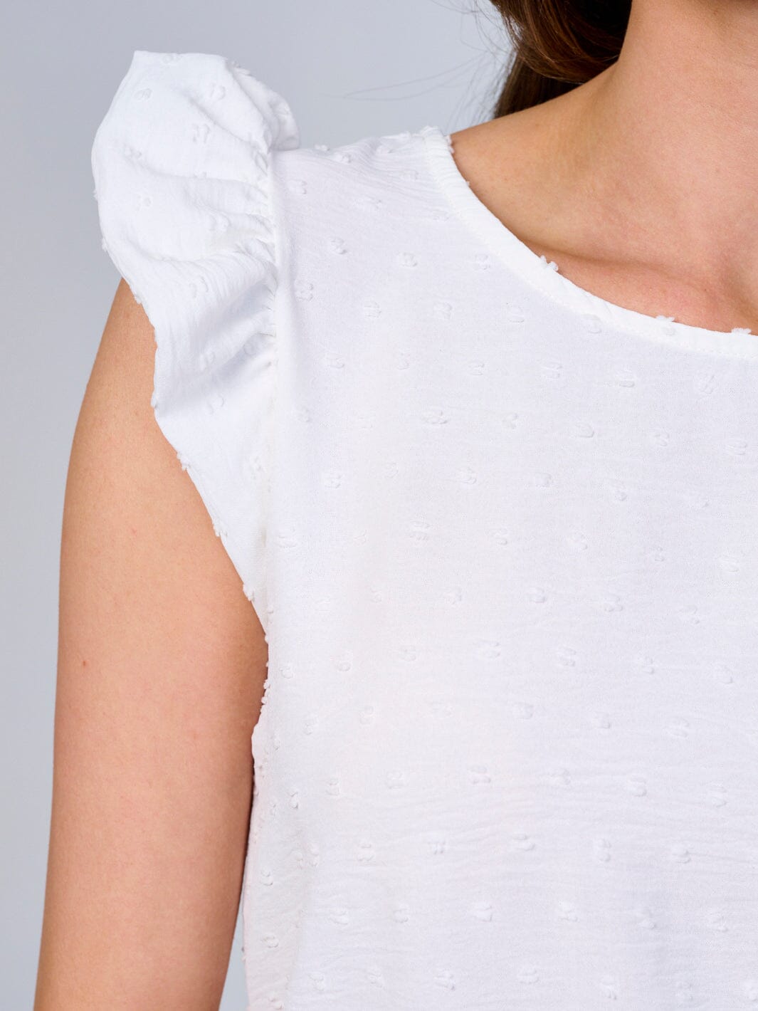 WOMEN'S RUFFLE SLEEVES SWISS DOTS BLOUSE