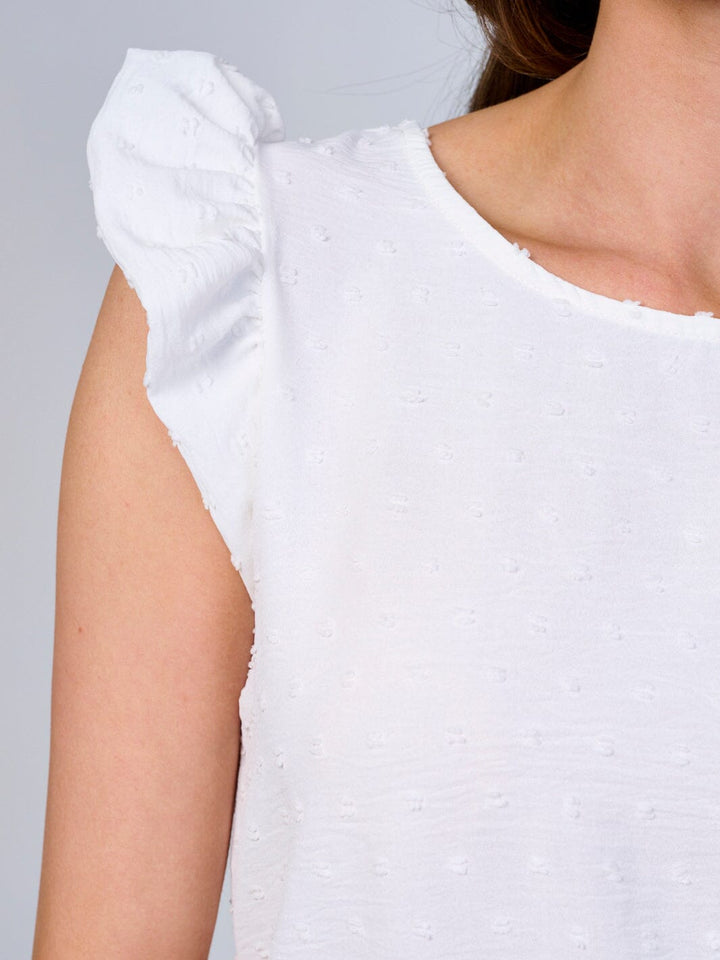 WOMEN'S RUFFLE SLEEVES SWISS DOTS BLOUSE