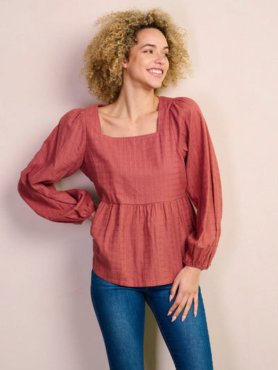 WOMEN'S LONG SLEEVE SQUARE NECK BLOUSE TOP