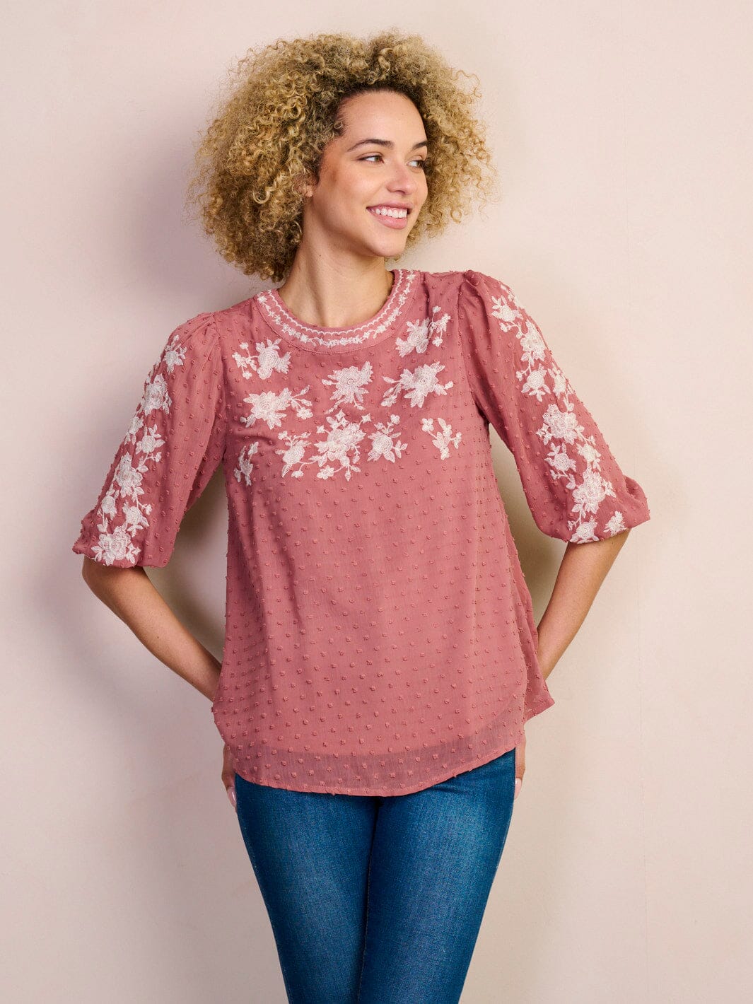 Copy of WOMEN'S LONG SLEEVE V-NECK RUCHED FLOWER PRINT BLOUSE TOP