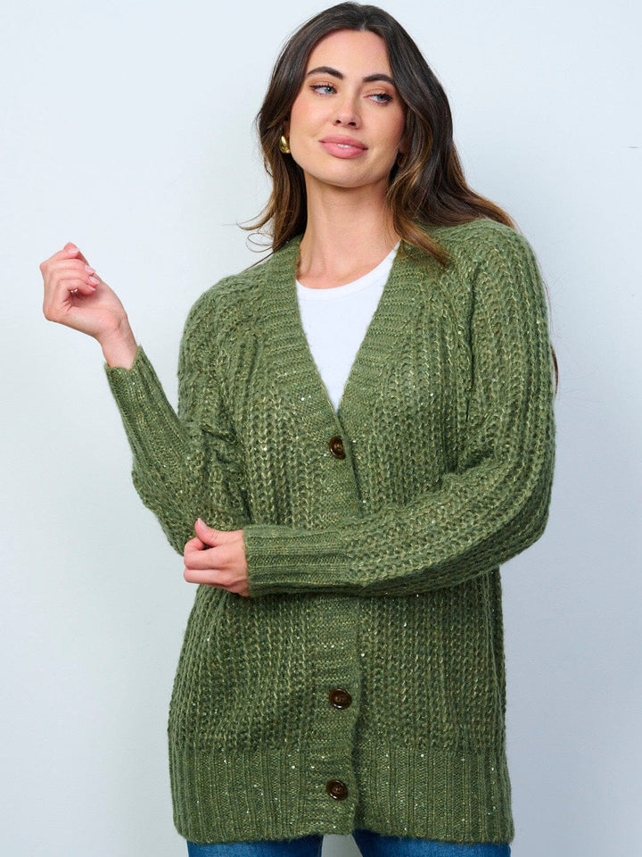 WOMEN'S LONG SLEEVES BUTTON UP KNIT CARDIGAN