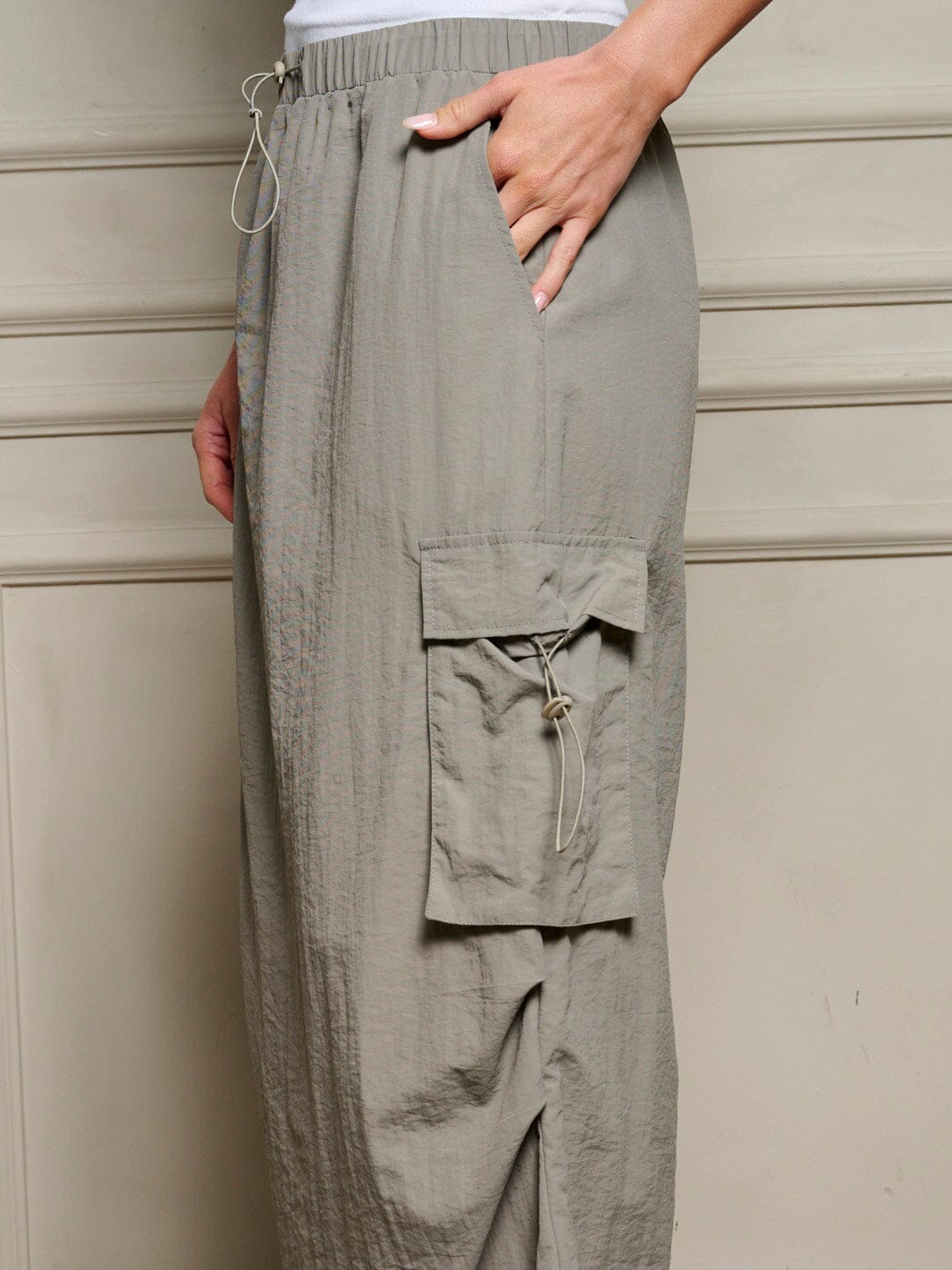 WOMEN'S ELASTIC WAIST CARGO POCKETS MAXI SKIRT