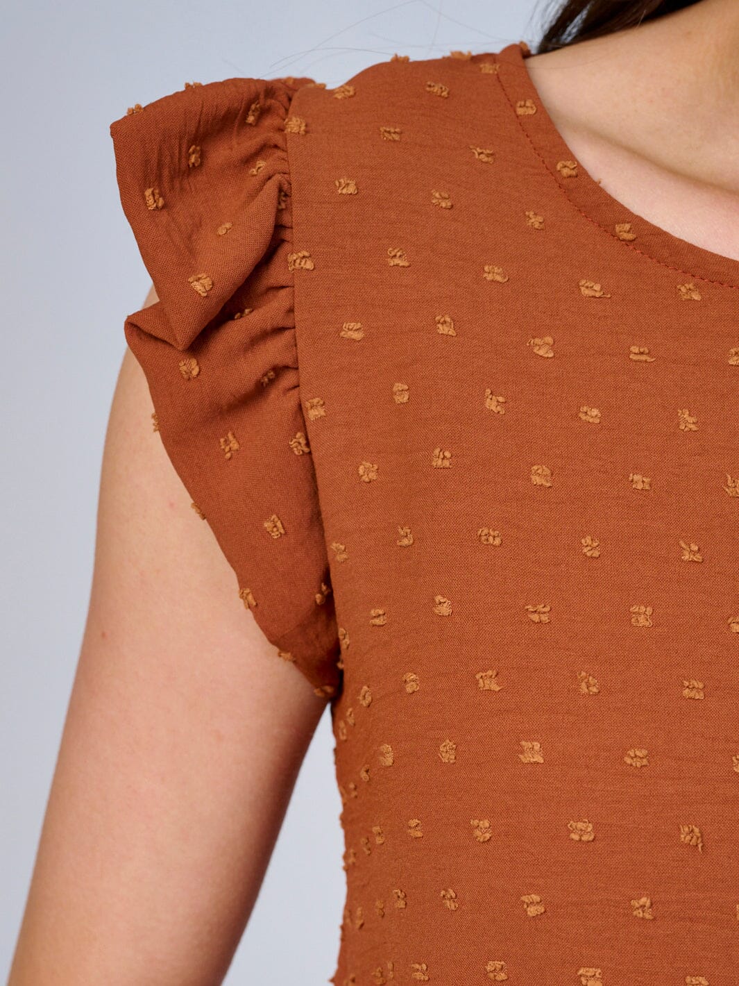 WOMEN'S RUFFLE SLEEVES SWISS DOTS BLOUSE