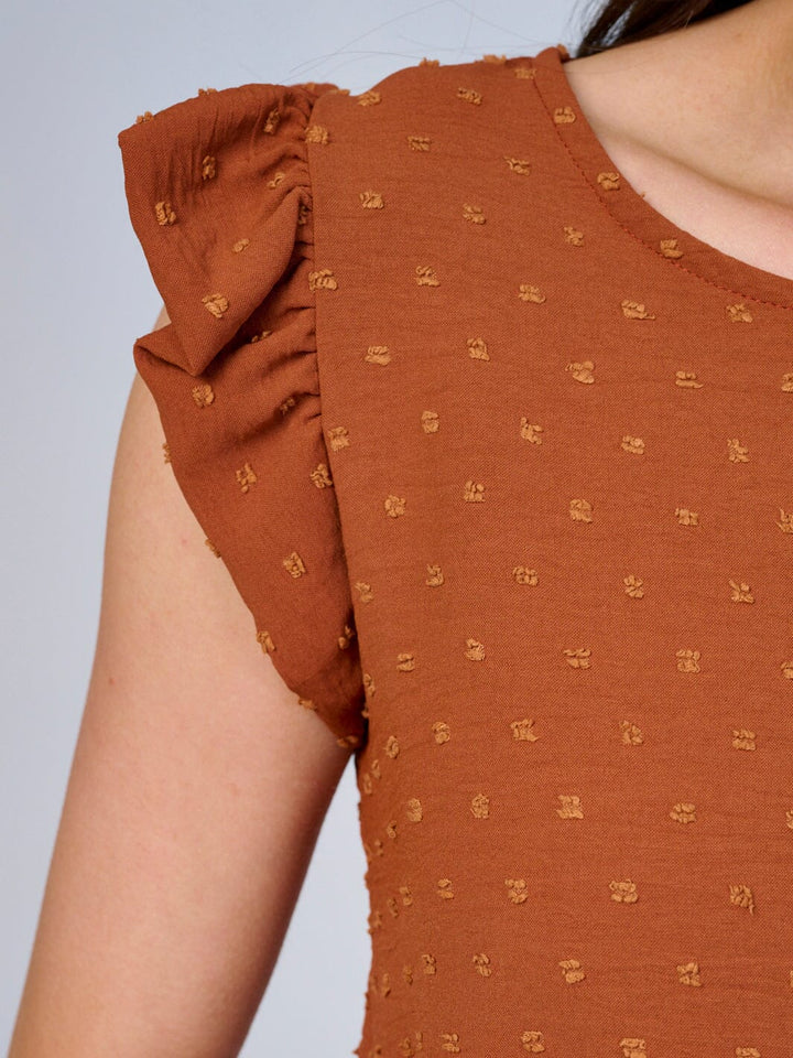 WOMEN'S RUFFLE SLEEVES SWISS DOTS BLOUSE