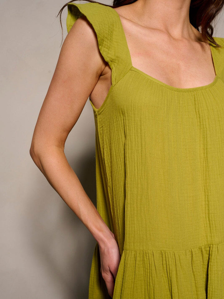 WOMEN'S SLEEVELESS POCKETS TIERED MAXI DRESS