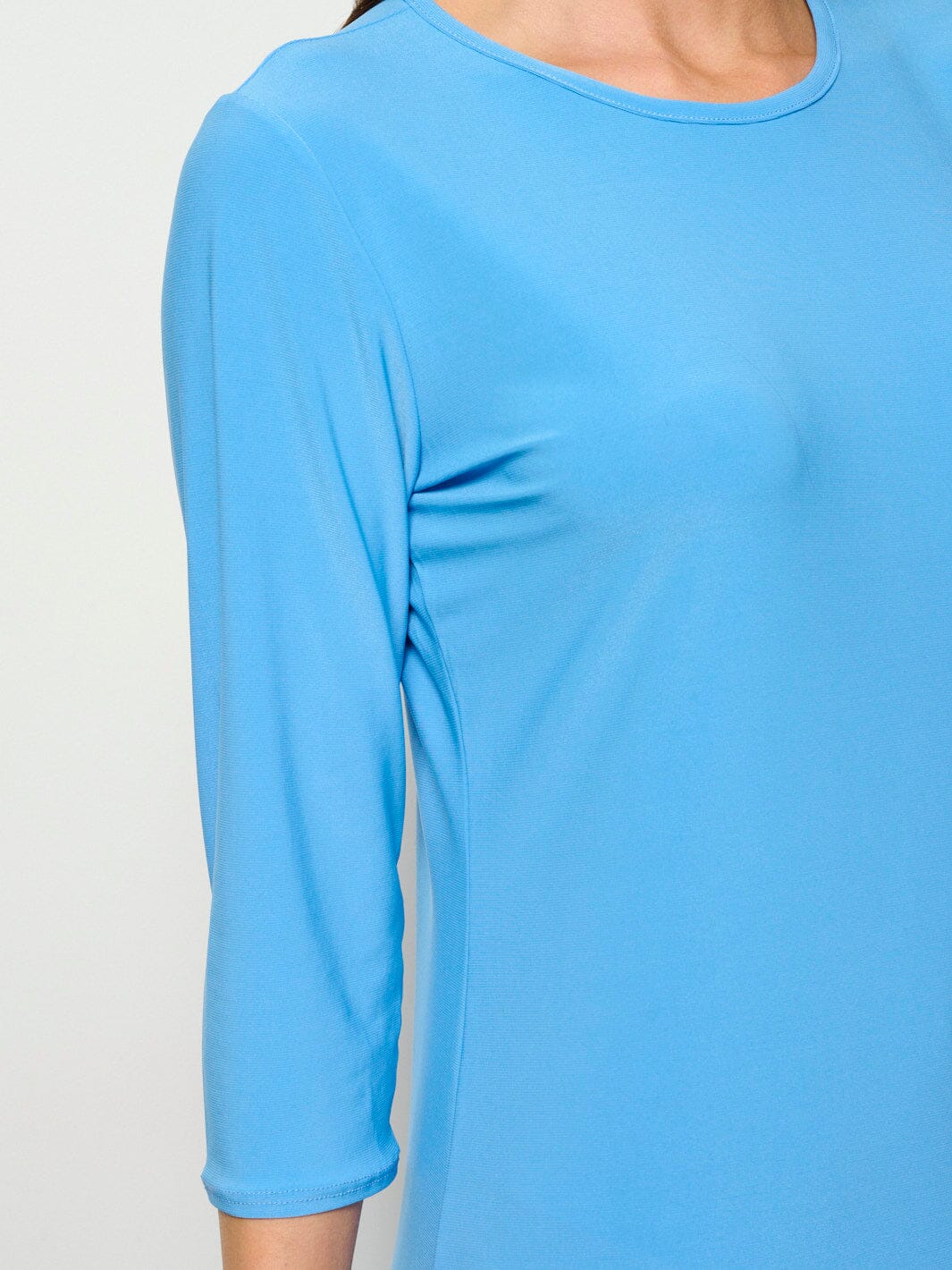 WOMEN'S 3/4 SLEEVES SOLID MIDI DRESS