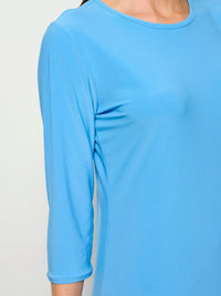 WOMEN'S 3/4 SLEEVES SOLID MIDI DRESS