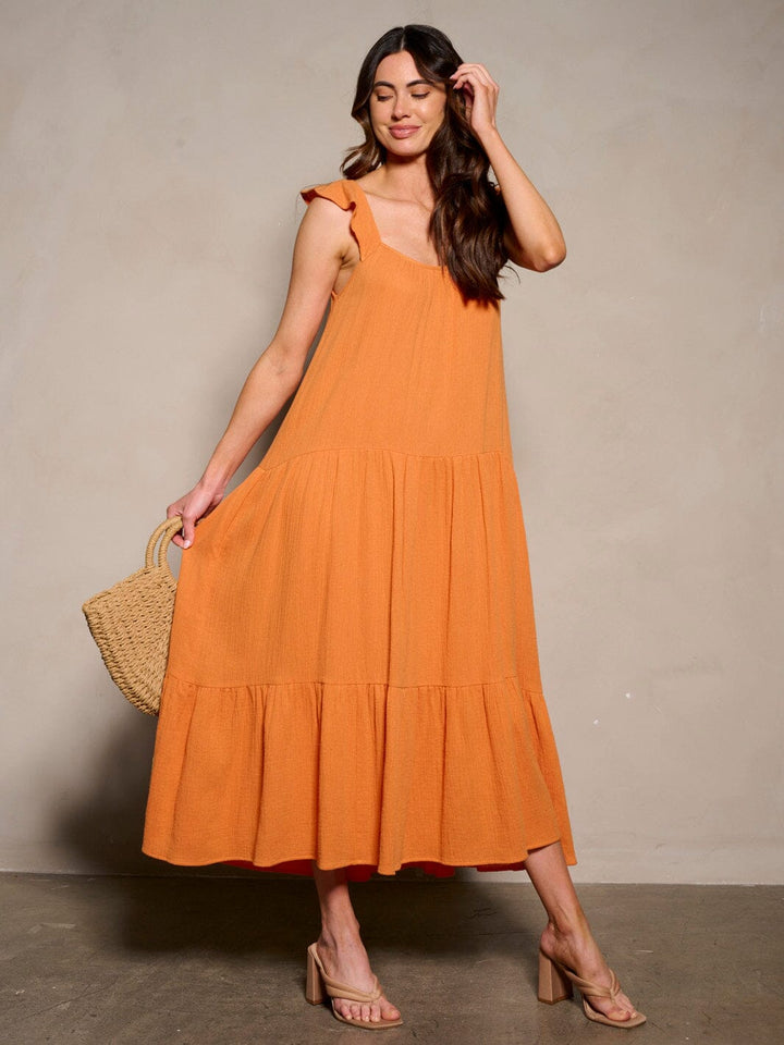 WOMEN'S SLEEVELESS POCKETS TIERED MAXI DRESS