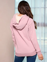 WOMEN'S LONG SLEEVE FRONT POCKETS HOODED PULLOVER SWEATER