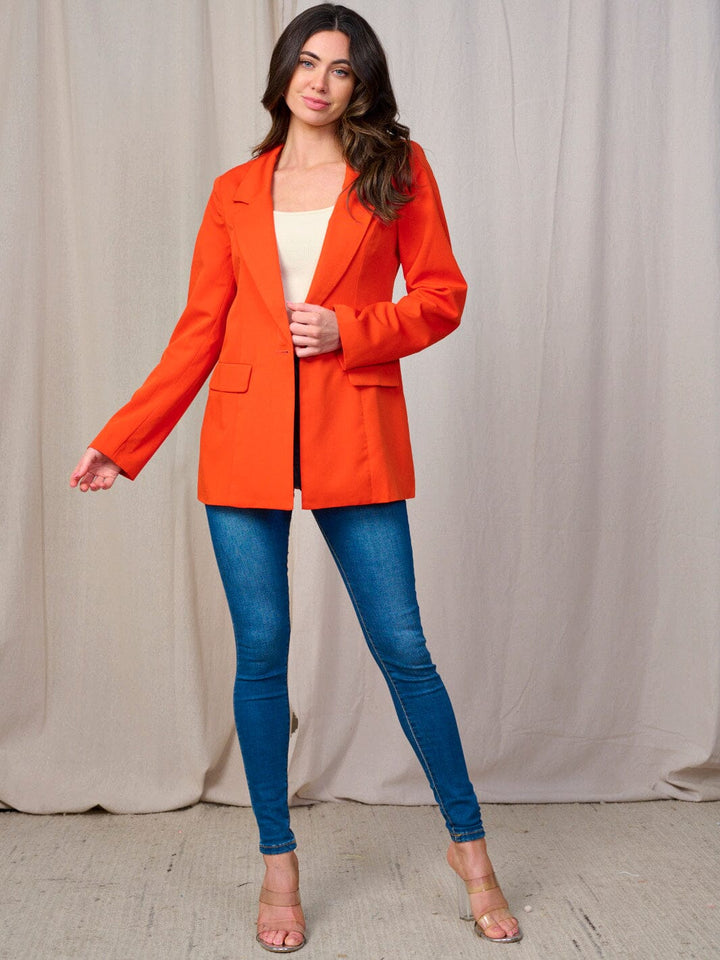 WOMEN'S LONG SLEEVE BUTTON CLOSURE BLAZER