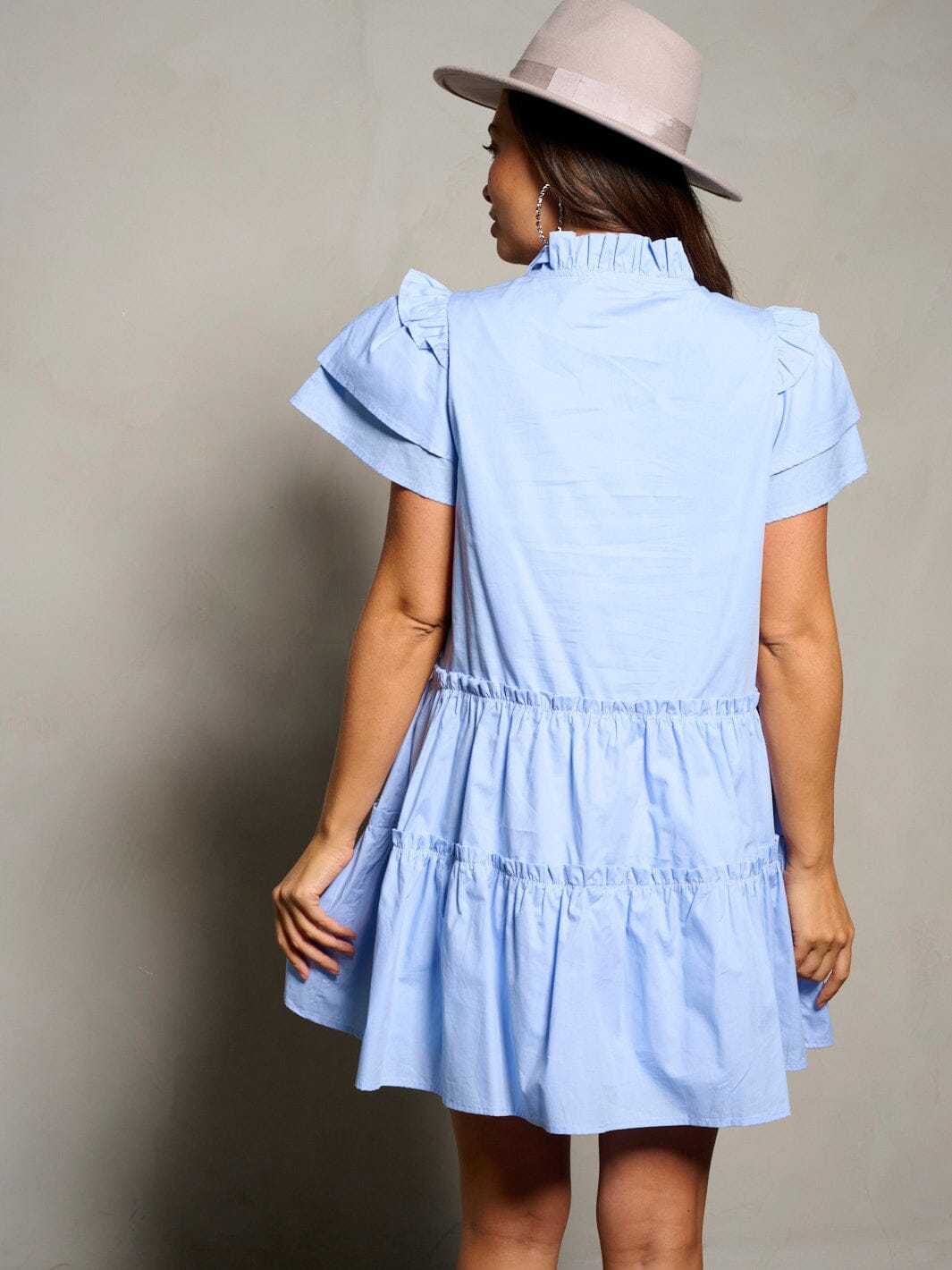 WOMEN'S SHORT SLEEVE TIERED TUNIC MINI DRESS