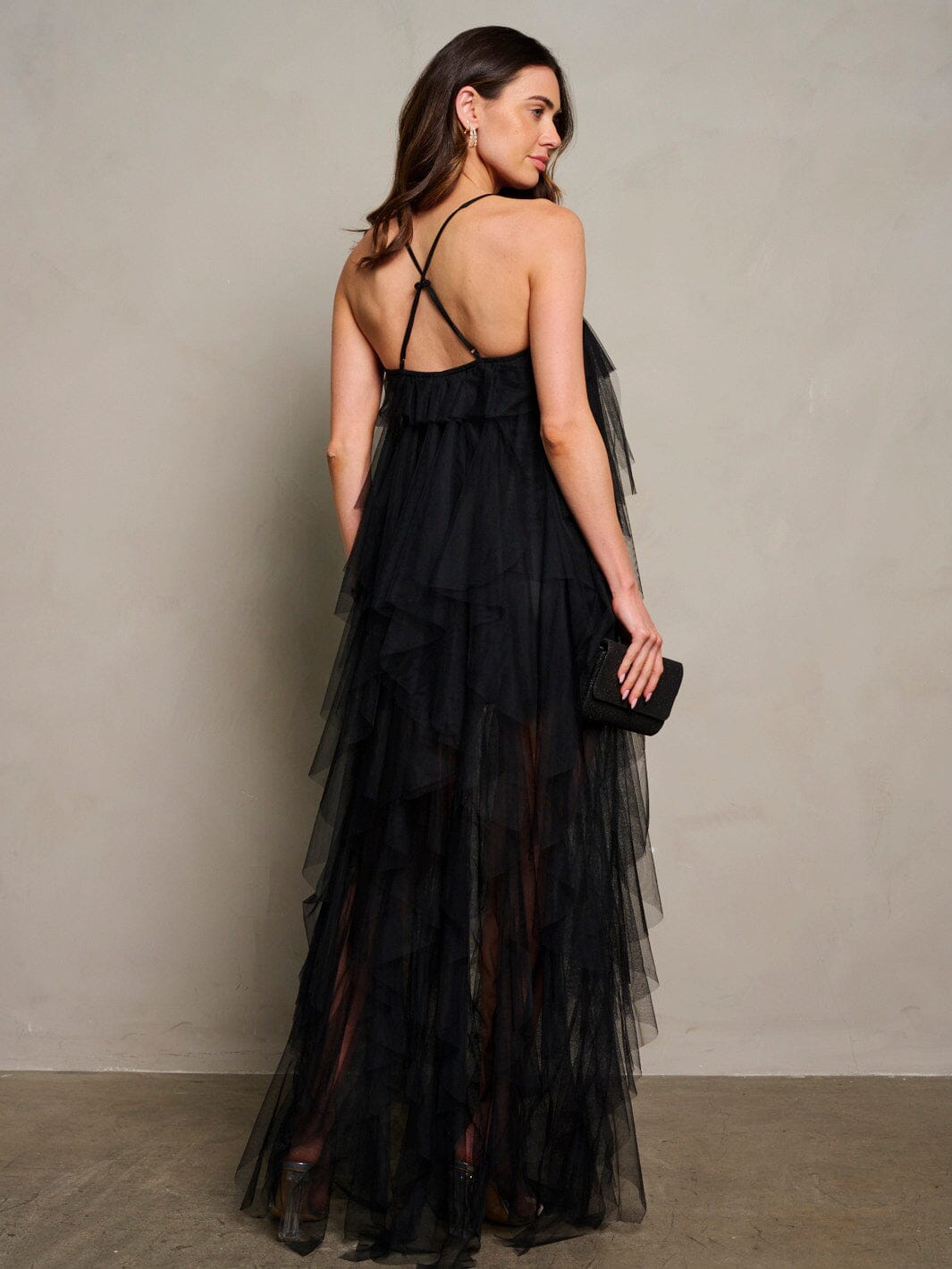 WOMEN'S SLEEVELESS TIERED RUFFLE MAXI DRESS