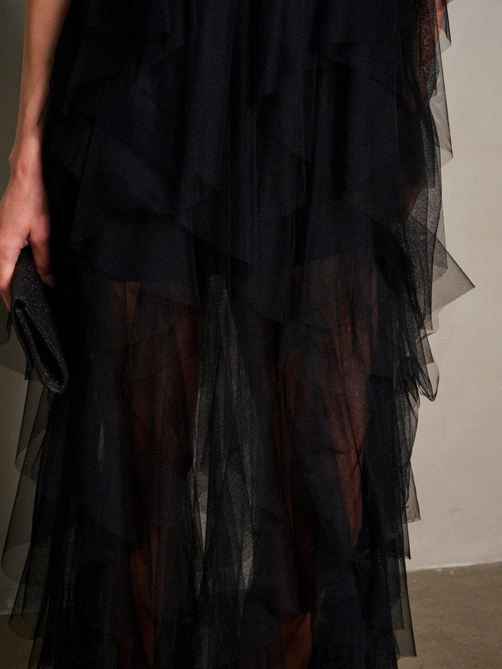 WOMEN'S SLEEVELESS TIERED RUFFLE MAXI DRESS