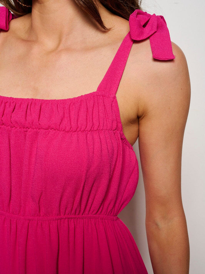 WOMEN'S SLEEVELESS ADJUSTABLE STRAPS POCKETS ELASTIC WASIT MAXI DRESS