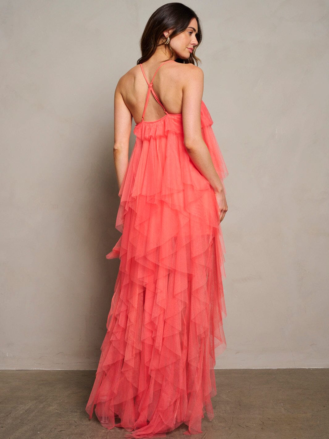 WOMEN'S SLEEVELESS TIERED RUFFLE MAXI DRESS