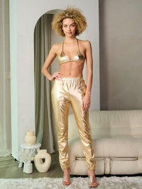 WOMEN'S BRALETTE TOP & JOGGER PANTS SHIMMER 2PC. SET