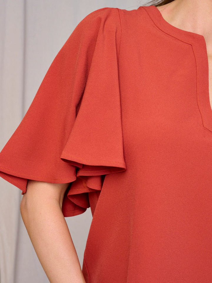 WOMEN'S SHORT SLEEVES V-NECK LOOSE FIT BLOUSE