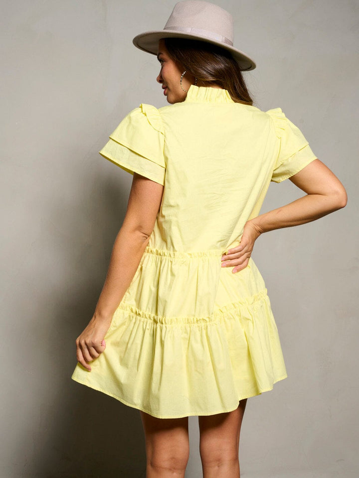 WOMEN'S SHORT SLEEVE TIERED TUNIC MINI DRESS