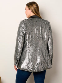 WOMEN'S LONG SLEEVE BUTTON CLOSURE POCKETS SEQUINS JACKET