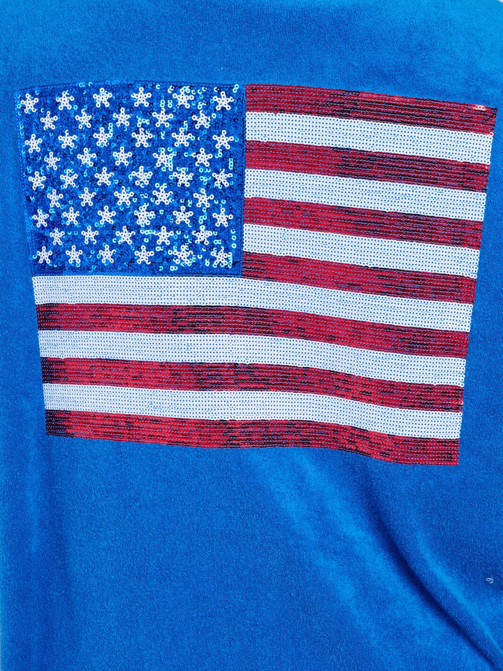 WOMEN'S SHORT SLEEVE V-NECK FRONT POCKETS GRAPHIC PATRIOTIC MINI DRESS