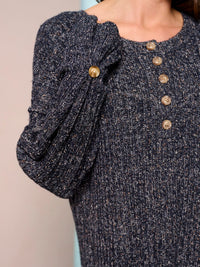 WOMEN'S LONG SLEEVE BUTTON UP KNIT PULLOVER SWEATER