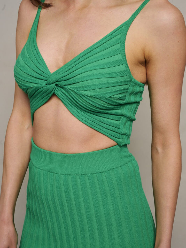 WOMEN'S SLEEVELESS CROP TOP & MIDI SKIRT RIBBED 2PC. SET
