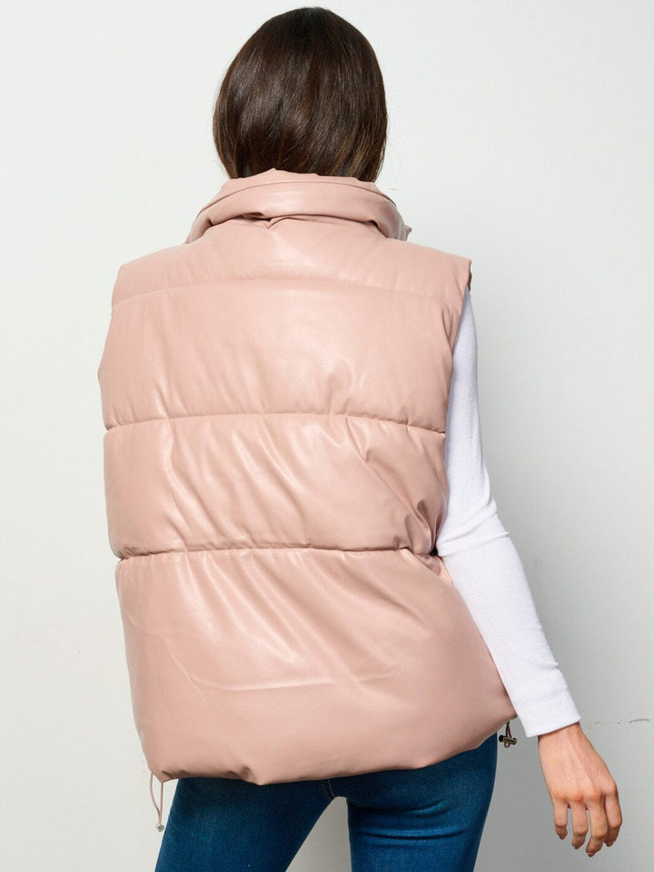 WOMEN'S SLEEVELESS ZIP UP FRONT POCKETS PUFFER PADDED VEST
