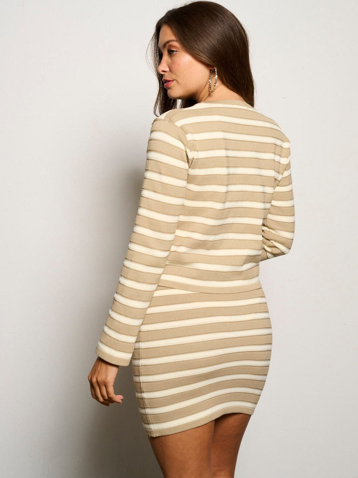 WOMEN'S LONG SLEEVE BLAZER & MINI SKIRT STRIPES 2PC.SET