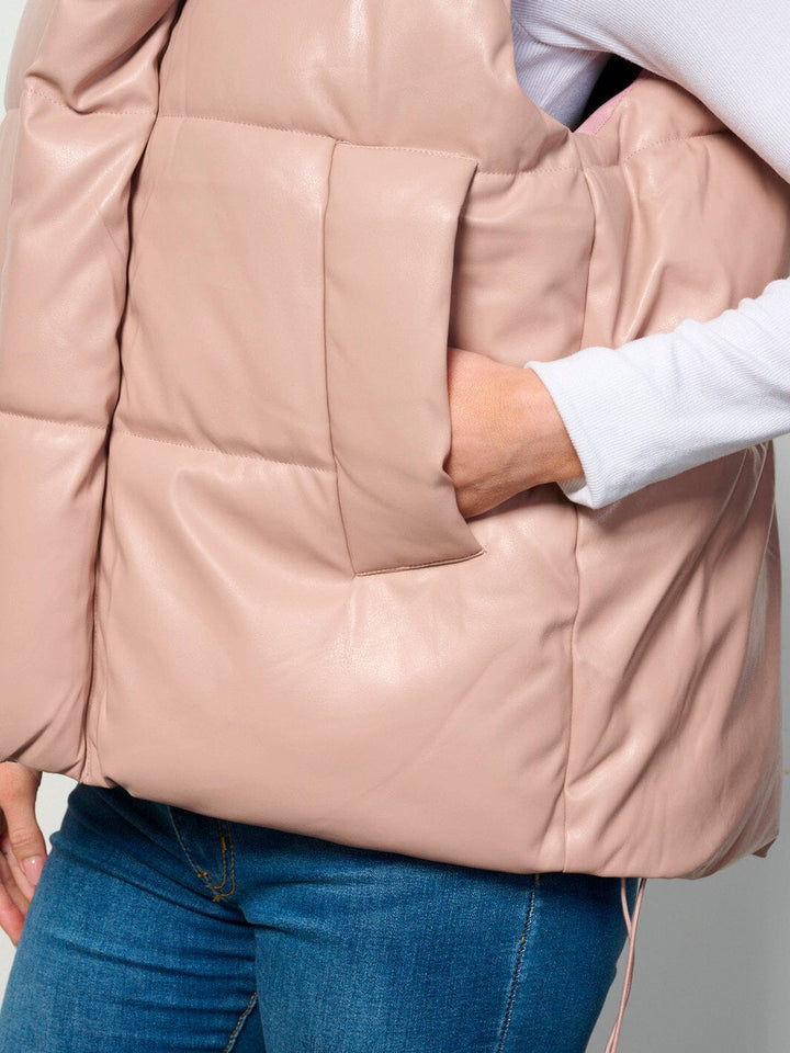 WOMEN'S SLEEVELESS ZIP UP FRONT POCKETS PUFFER PADDED VEST